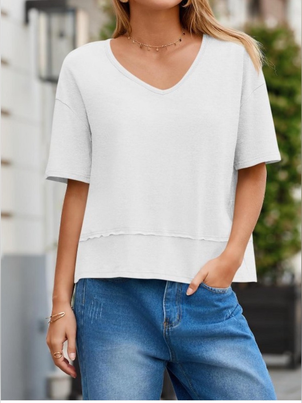 Imily Bela Women’s’ XXL White Short Sleeve Flowy Shirt-new